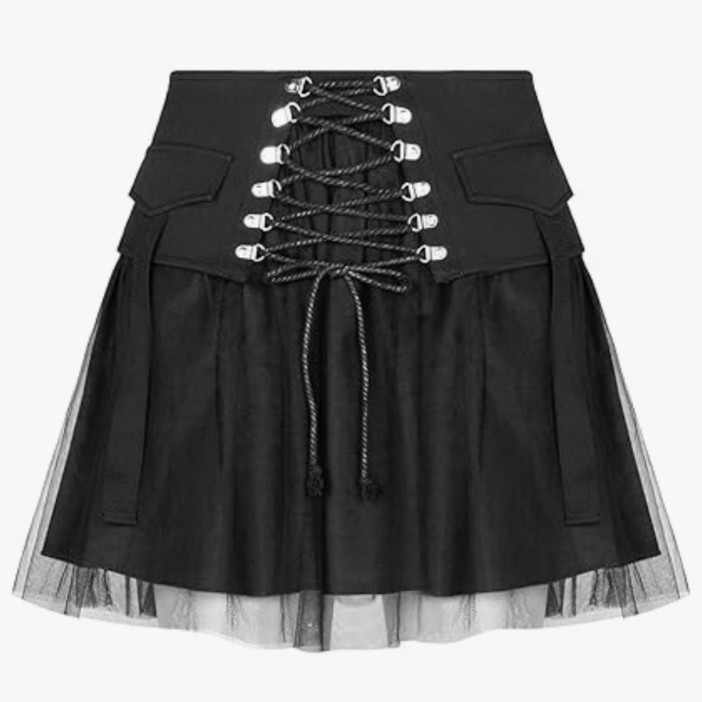 NWT Punk Rave Gothic pleated skirt mini high waist Size S -M Small Medium - Picture 1 of 8